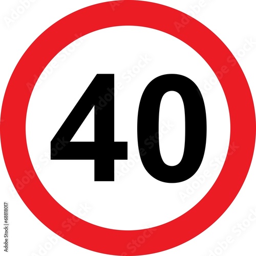 40 speed limitation road sign photo