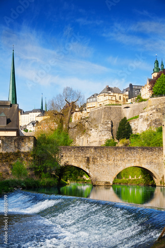 Luxembourg on Alzette river with course in summer © Sergey Novikov
