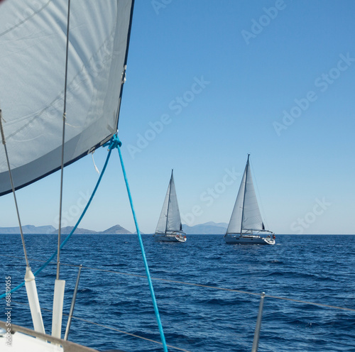 Luxury yachts. Boats in sailing regatta.