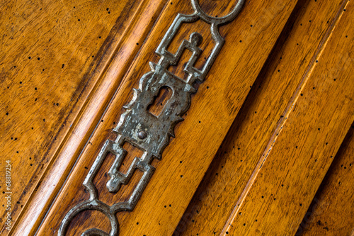 old wood cabinet with its old key