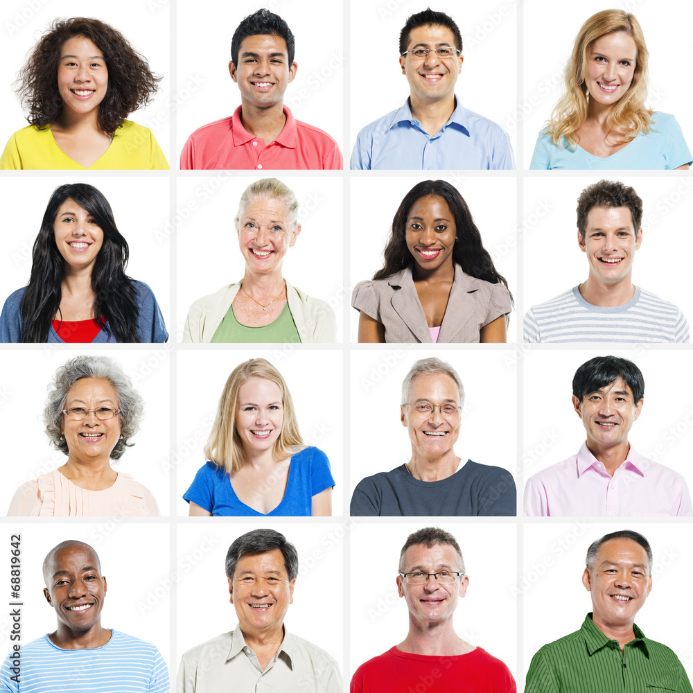 Multiethnic Group of People Isolated on White Multiethnic Group of People Isolated on White