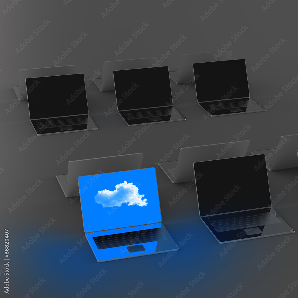 Cloud computing 3d sign on laptop computer as concept Cloud computing 3d sign on laptop computer as concept