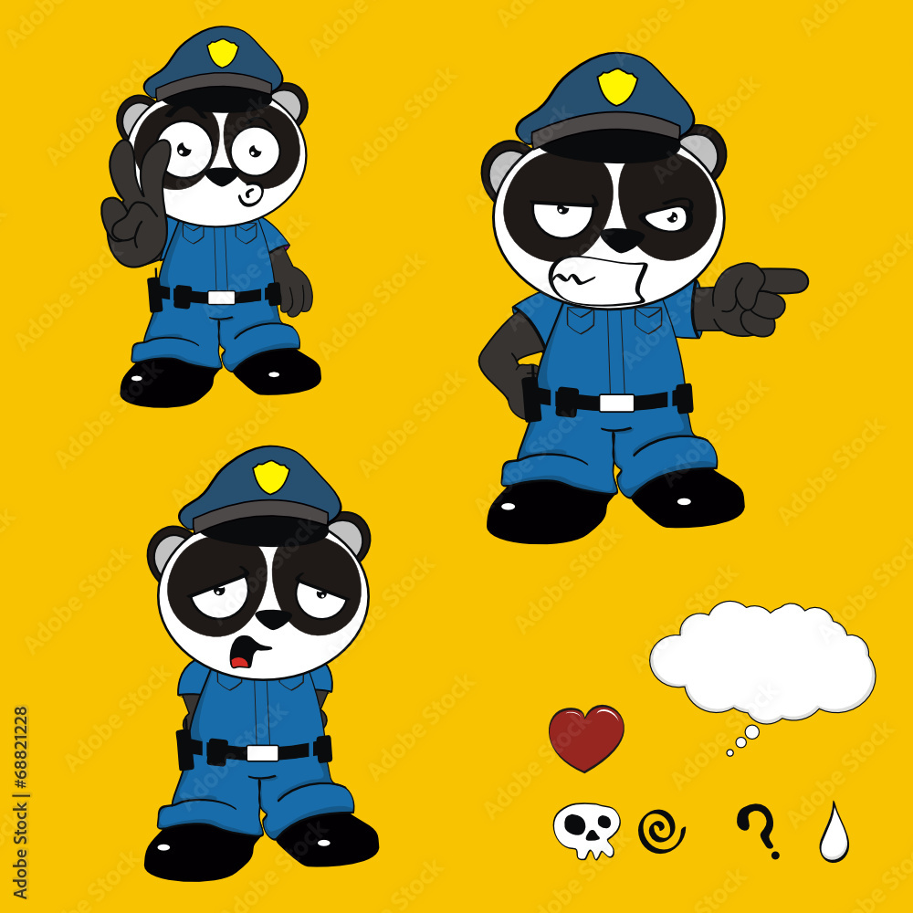 panda bear police cartoon set1 panda bear police cartoon set1