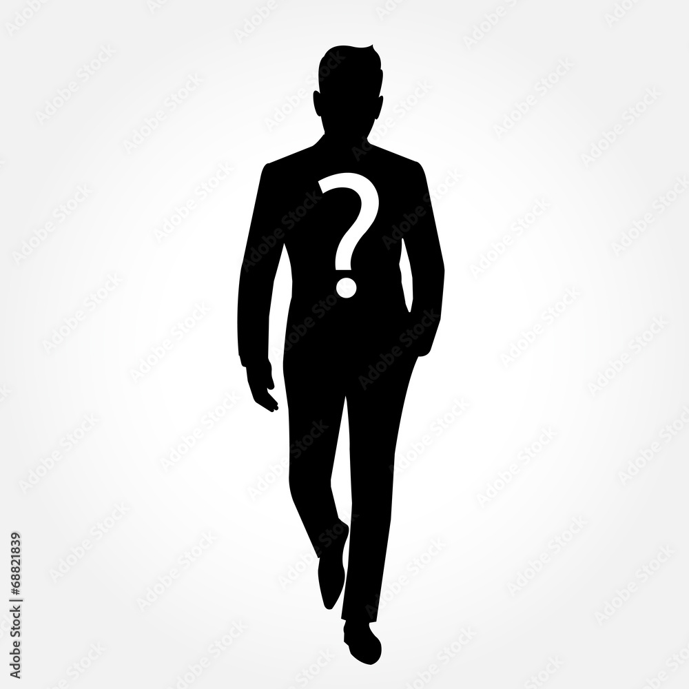 Anonymous man silhouette with question mark - full body picture