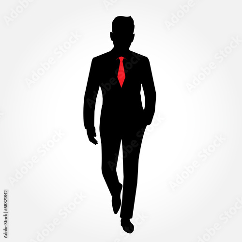 Businessman silhouette  full body picture with red necktie