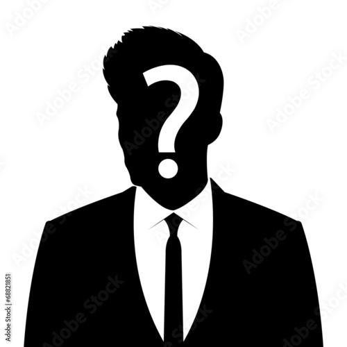 Businessman silhouette with question mark sign