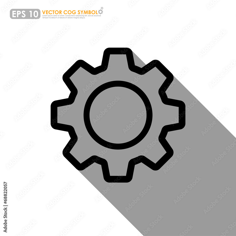 Gear or cog outline icon on white background Gear or cog outline icon on white background