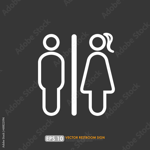 Toilet icon - male & female outlines on dark gray background