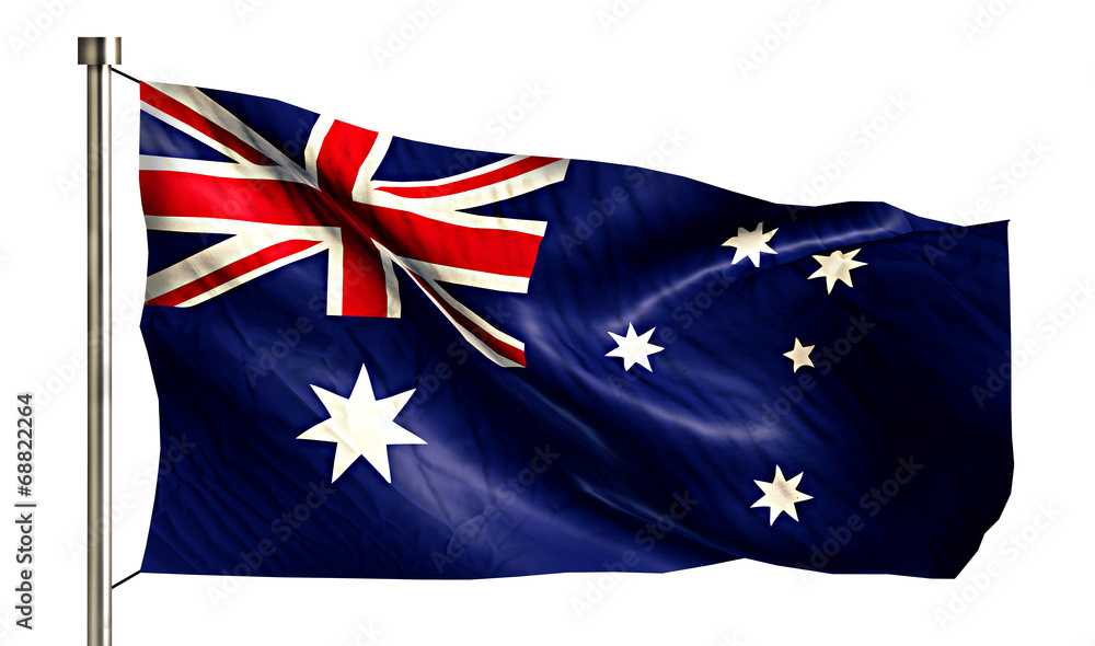Fototapeta premium Australia National Flag Isolated 3D White Background