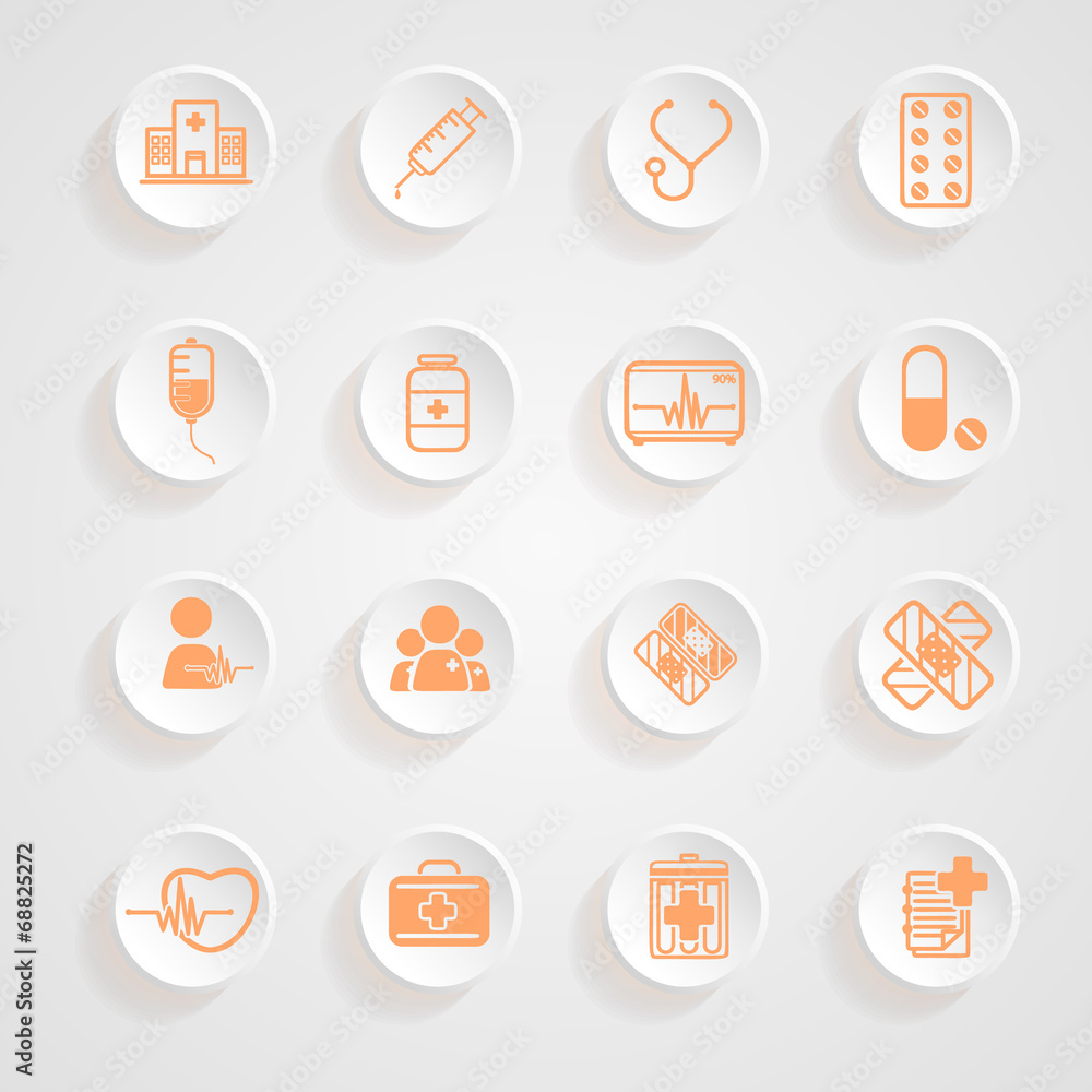 Medical Icons button shadows vector set Medical Icons button shadows vector set
