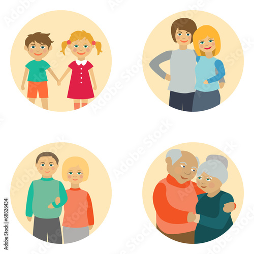 Flat modern design circle of life and love