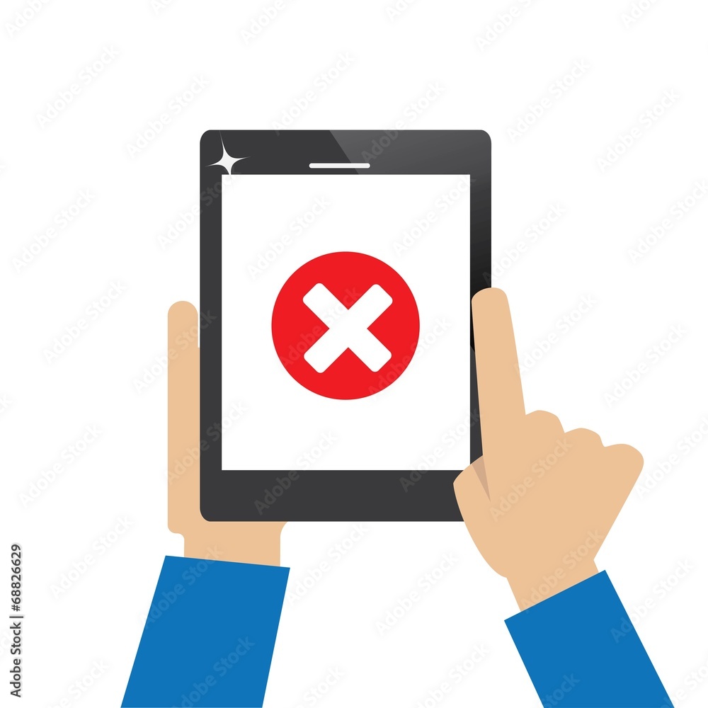 Fototapeta premium tablet computer with error icon