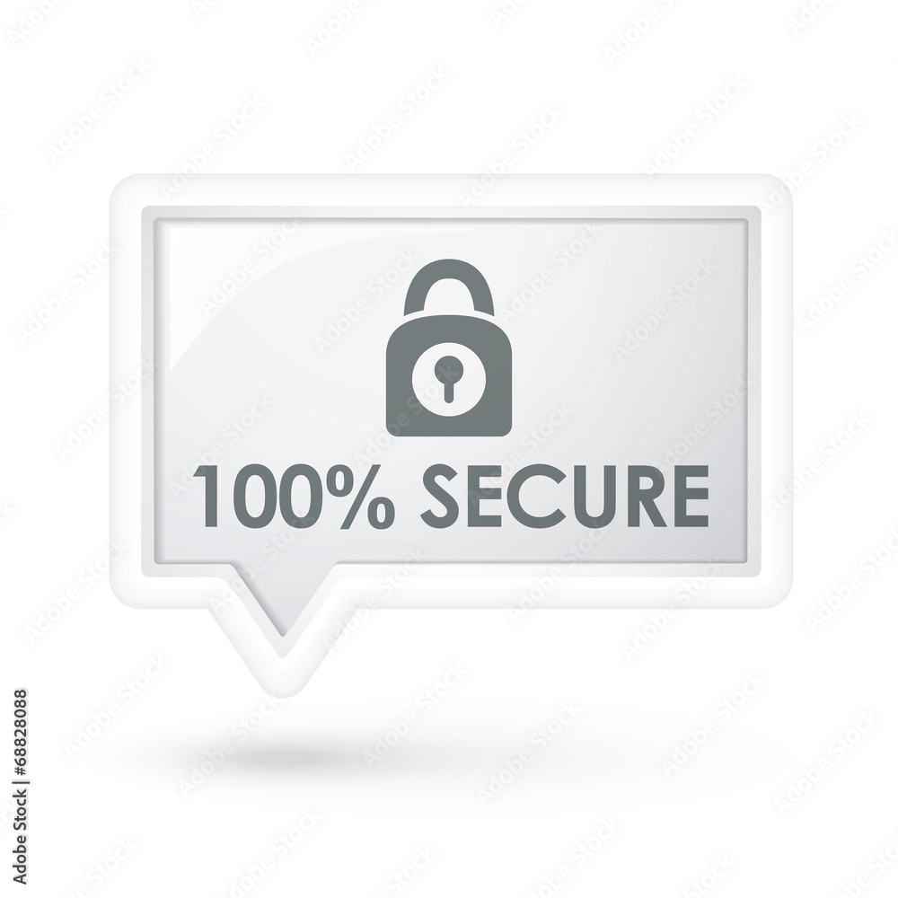 100 percent secure words on a speech bubble 100 percent secure words on a speech bubble