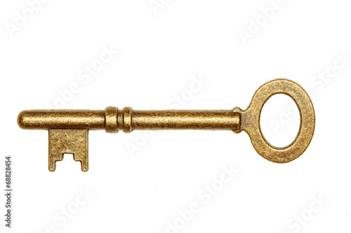 Fotografie, Tablou Golden key isolated on white