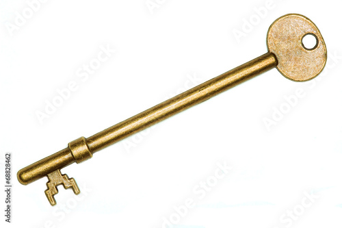 Golden key isolated on white