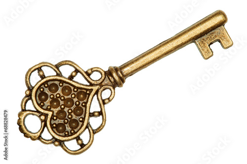 Golden key isolated on white