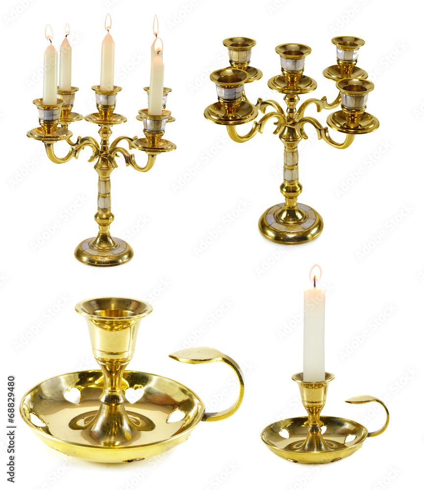 Set with candle holders isolated Set with candle holders isolated