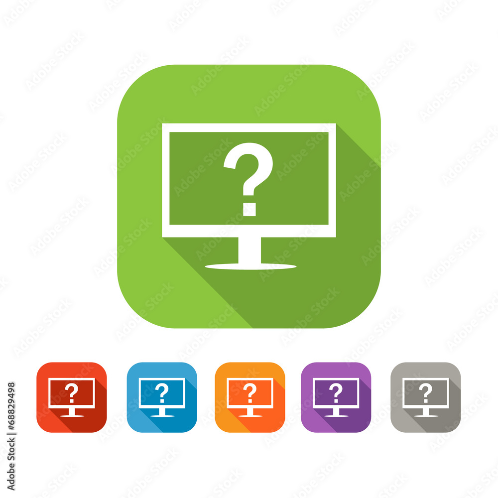 Color set of flat computer assistance icon Color set of flat computer assistance icon