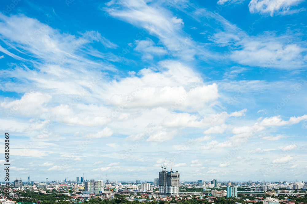 Background of Blue Sky in the City of Bangkok, Thailand