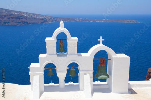 big belfry at Santorini island in Greece