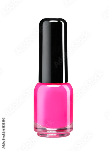 Bottle of pink nail polish