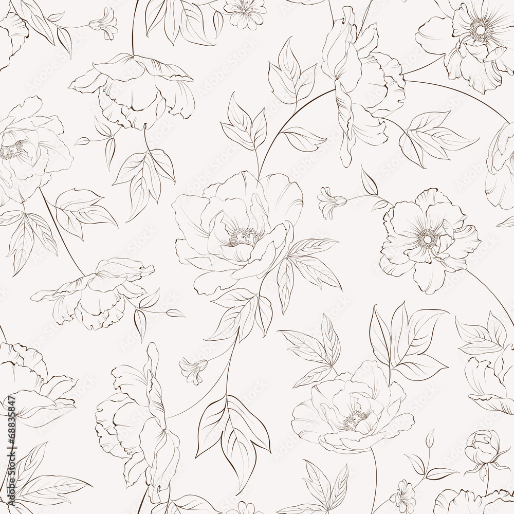 Peony seamless pattern. Peony seamless pattern.
