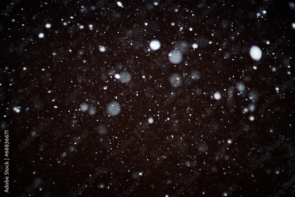 snow bokeh texture on black background - obrazy, fototapety, plakaty 