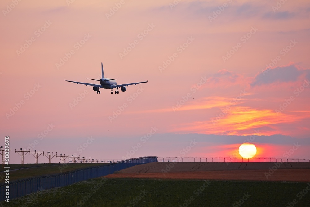 Landing at the sunset