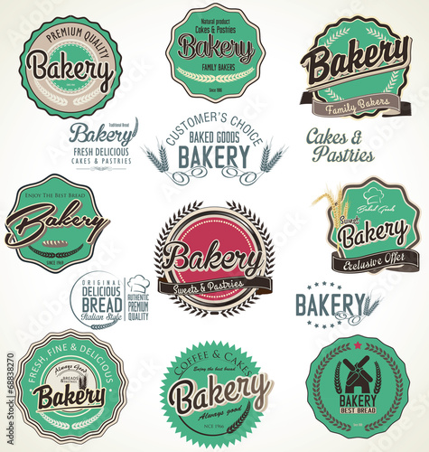 Bakery retro labels collection