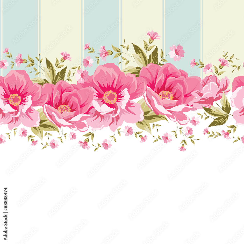 Ornate pink flower border with tile.