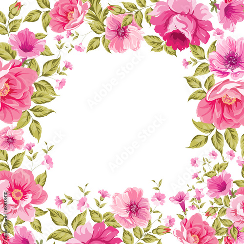 Flower label on the vintage card.