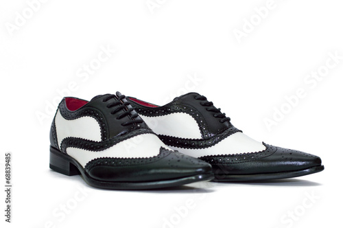 Black and white mens gangster shoes