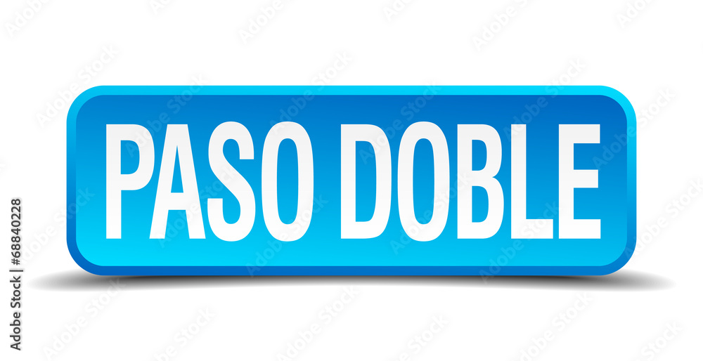 Paso doble blue 3d realistic square isolated button Paso doble blue 3d realistic square isolated button