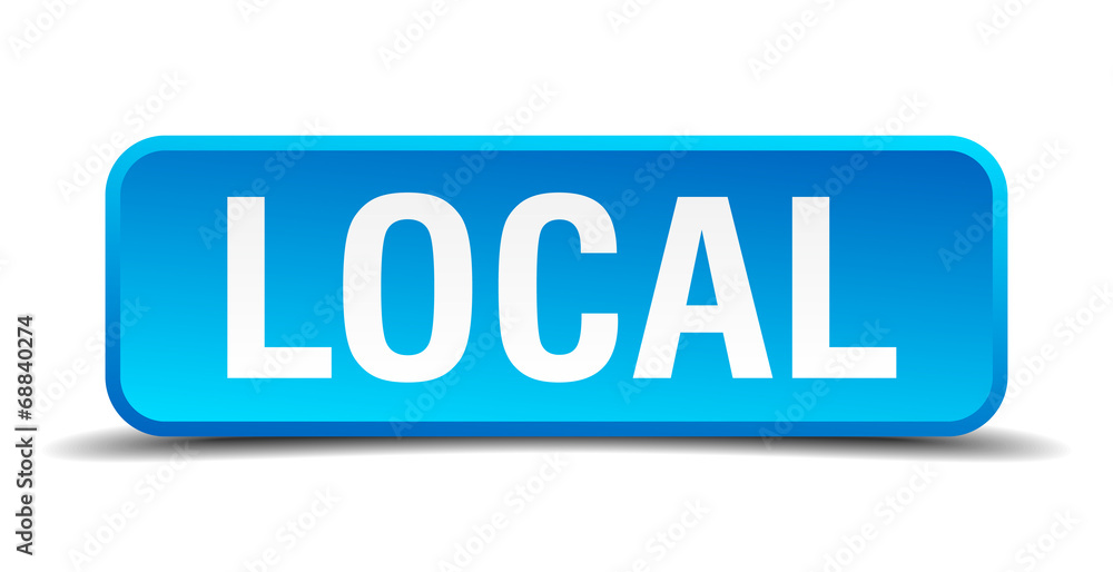 Local blue 3d realistic square isolated button Local blue 3d realistic square isolated button