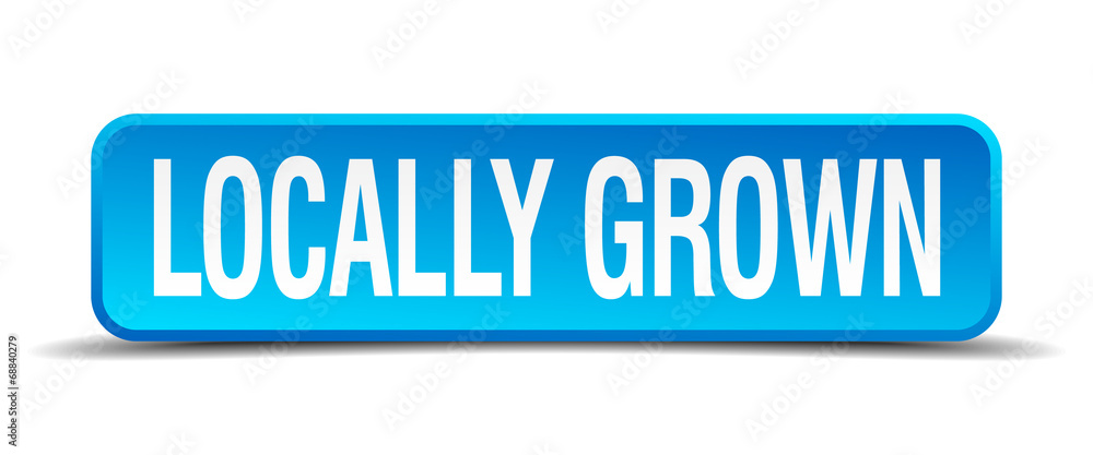 locally grown blue 3d realistic square isolated button locally grown blue 3d realistic square isolated button