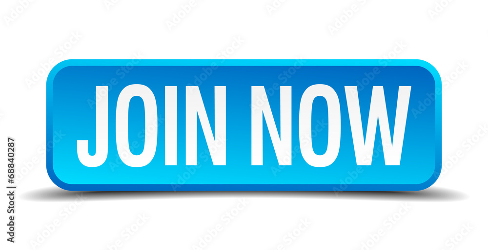 Join now blue 3d realistic square isolated button Join now blue 3d realistic square isolated button