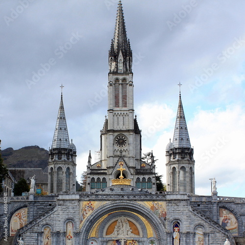 Cathedral of Lourdes in the France Pyrenees photo