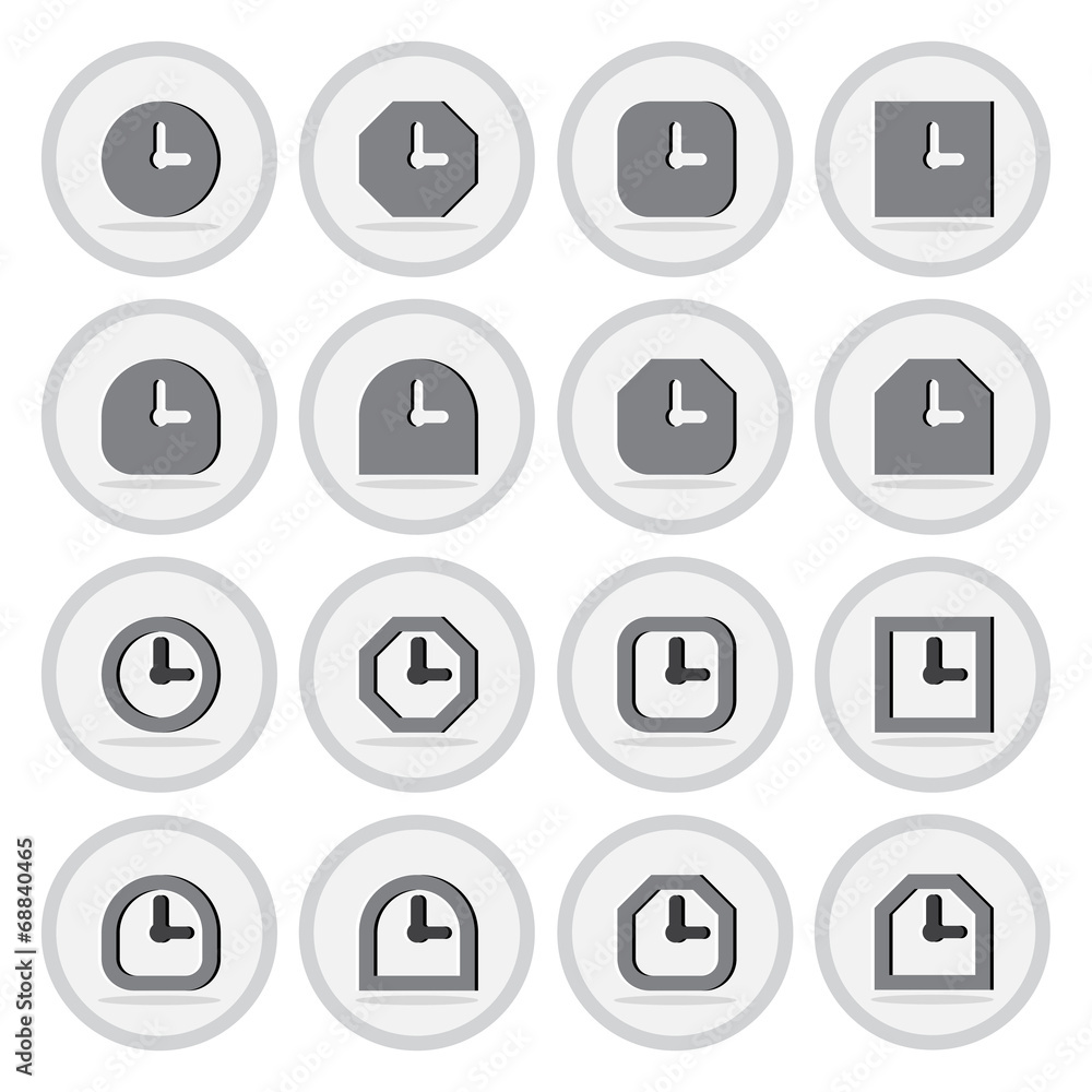 Vector of flat icon, alarm clock set on isolated background Vector of flat icon, alarm clock set on isolated background