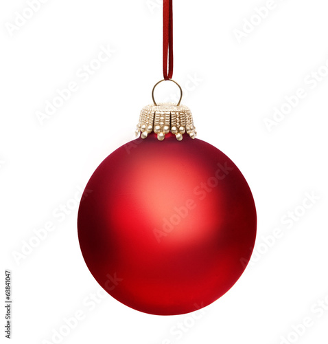 Rote Weihnachtskugel mit Band