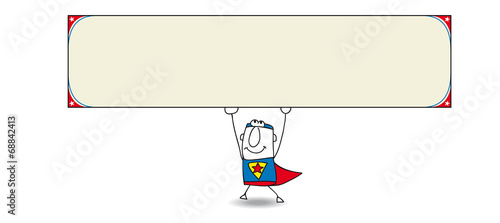 Superhero and horizontal banner