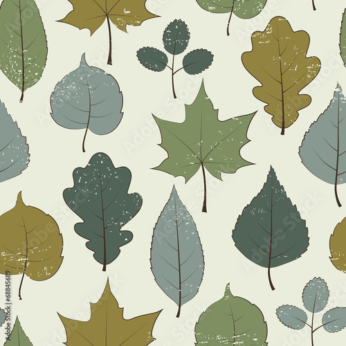 Vintage seamless pattern, autumn leaves