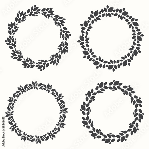 Set of wreaths, silhouette, leaf design, vector illustration