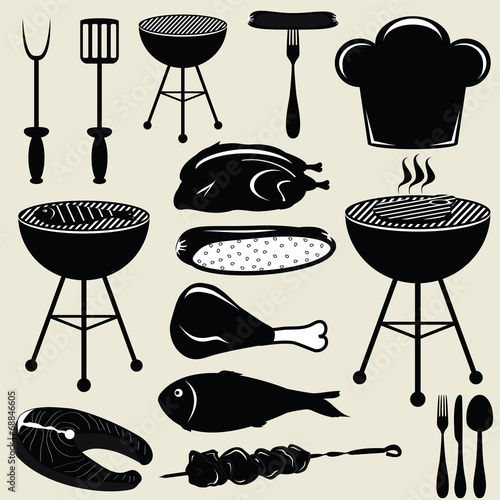 Set icons barbecue grill