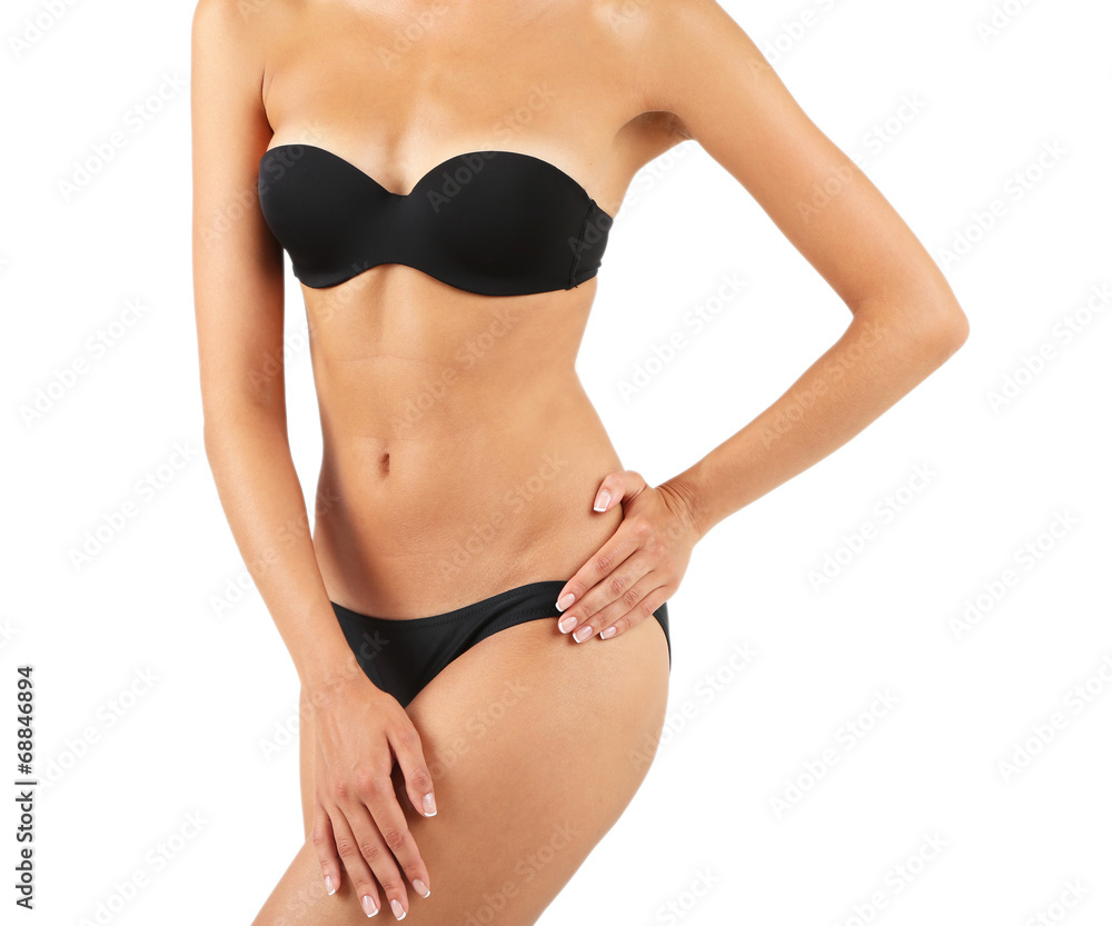 Young woman with slim body isolated on white Young woman with slim body isolated on white