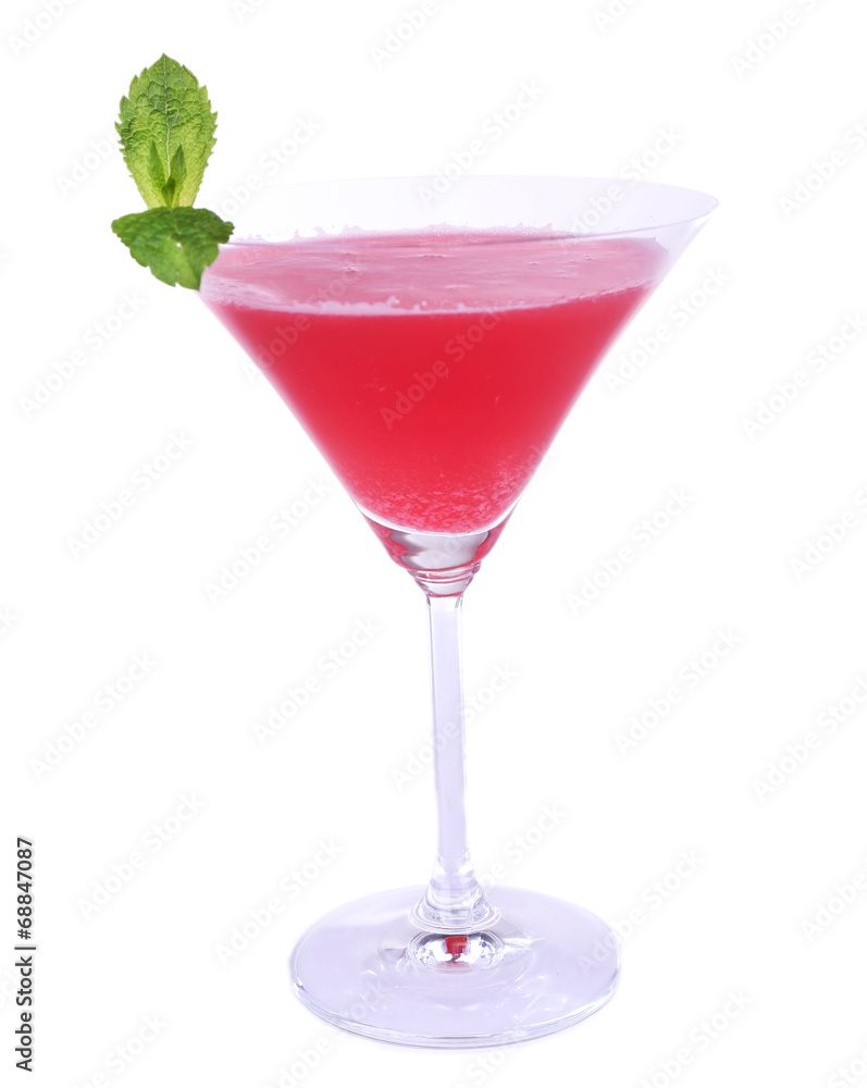 Watermelon cocktail in glass isolated on white