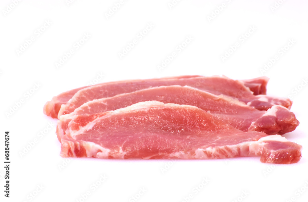 Piece of raw meat cut into steaks