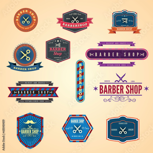 Set of vintage barber shop graphics and icons. Illustration eps1