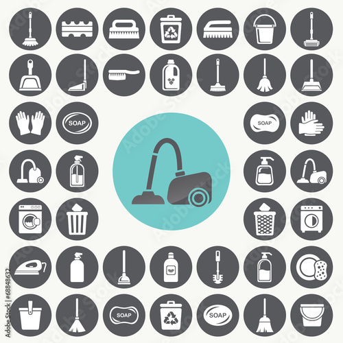 Cleaning icons set. Illustration eps10
