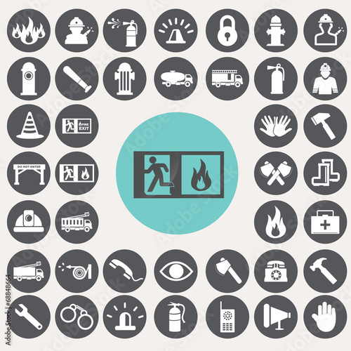 Fire service icons set. Illustration eps10