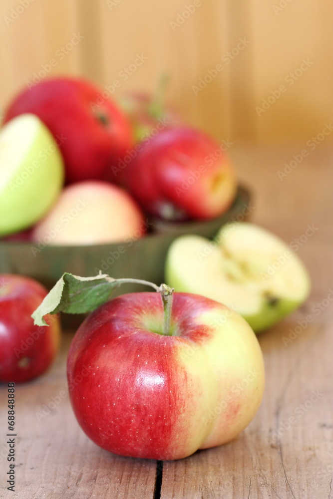 Apples on the wooden table